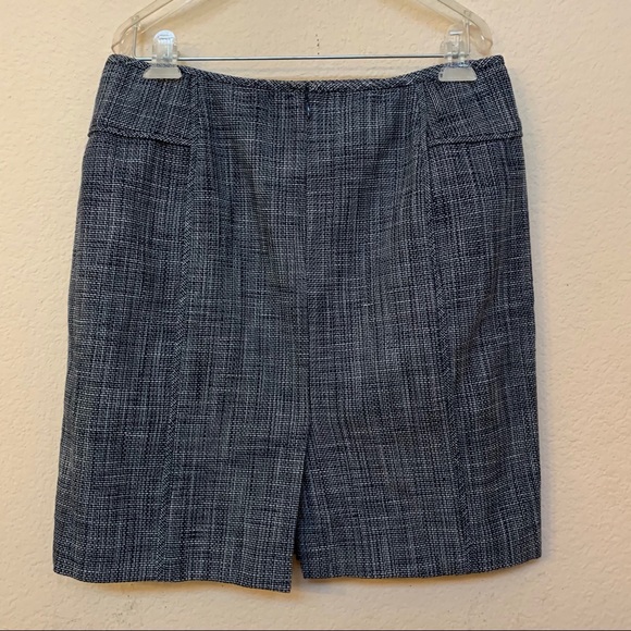 ✅ Banana Republic Blue White Tweed Skirt 8 Petite - Picture 3 of 9